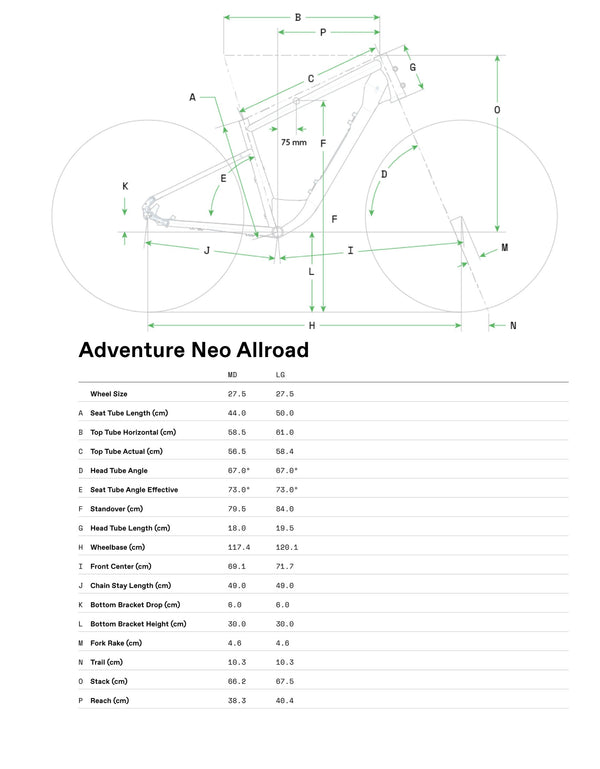 View Cannondale Adventure Neo Allroad Size Chart