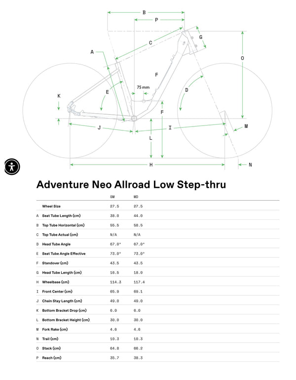 View Cannondale Adventure Neo Allroad Low Step-Thru Size Chart