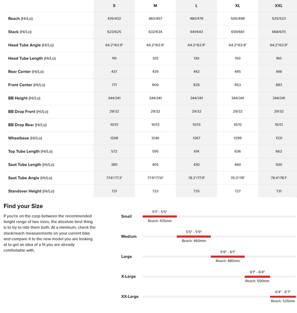 View Santa Cruz Bronson 90 Size Chart