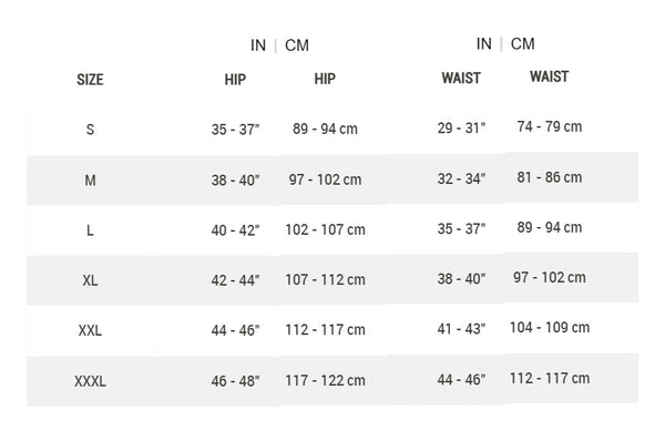View Giro Base Liner Short Size Chart