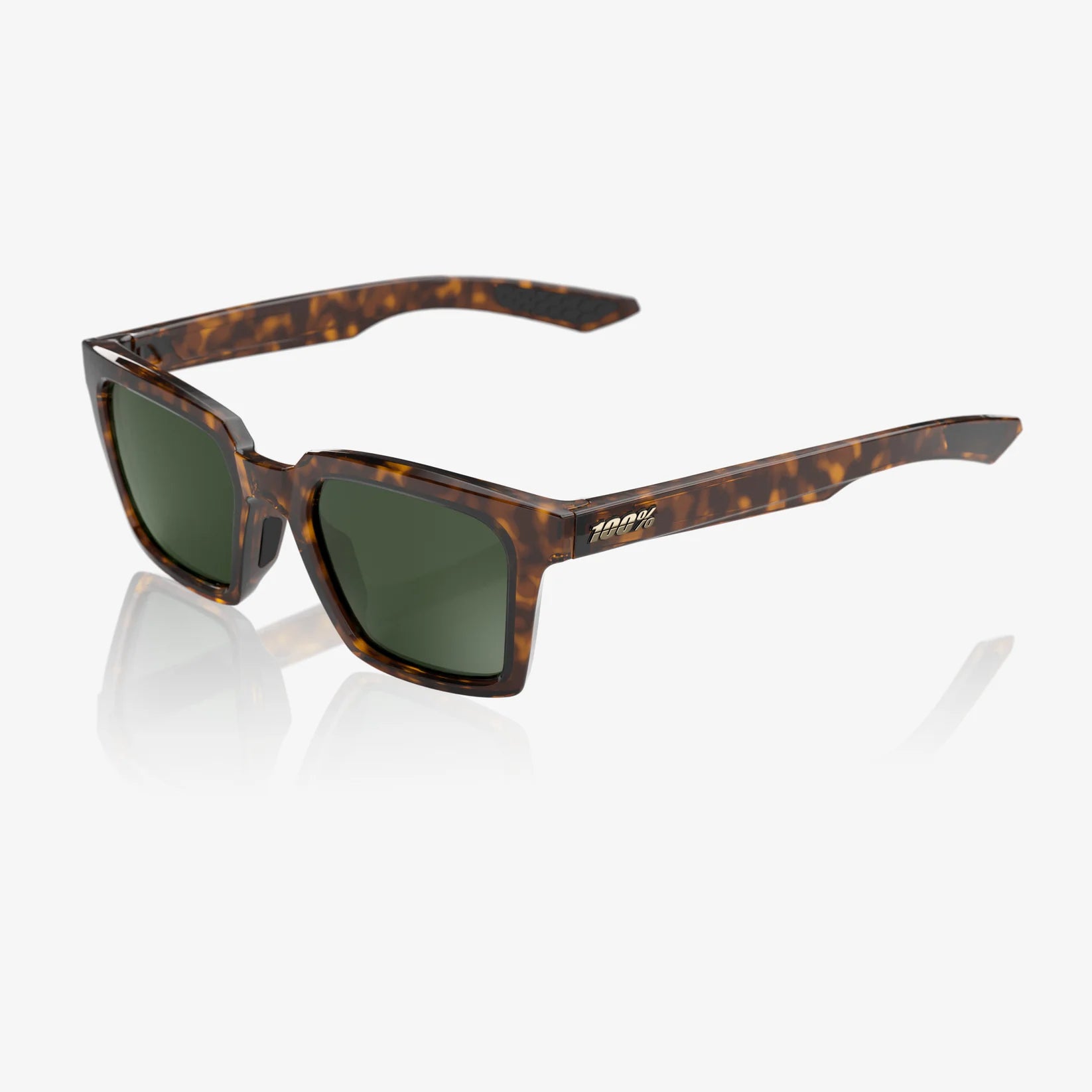 100% Erba Sunglasses Gloss Havana Frame with Grey Green Lens