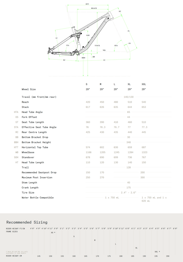 View Norco Fluid FS A2 Size Chart