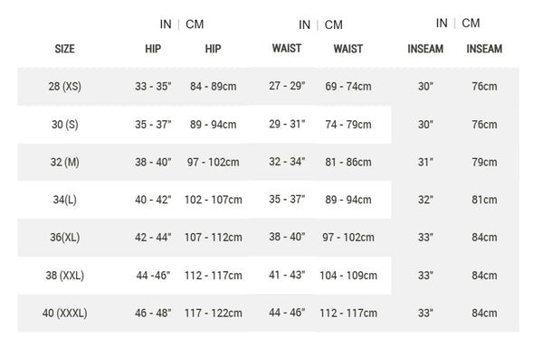 View Giro Havoc Pant Size Chart