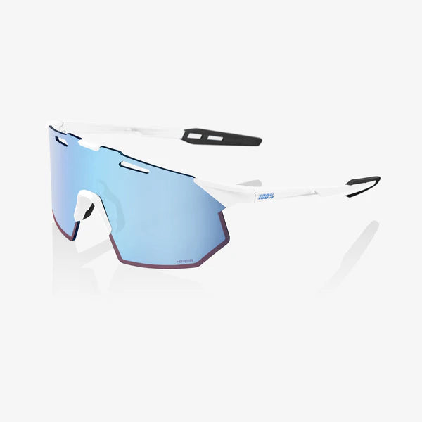 100% Hypercraft SQ Sunglasses Soft Tact White Frame with HiPER Blue Multilayer Lens