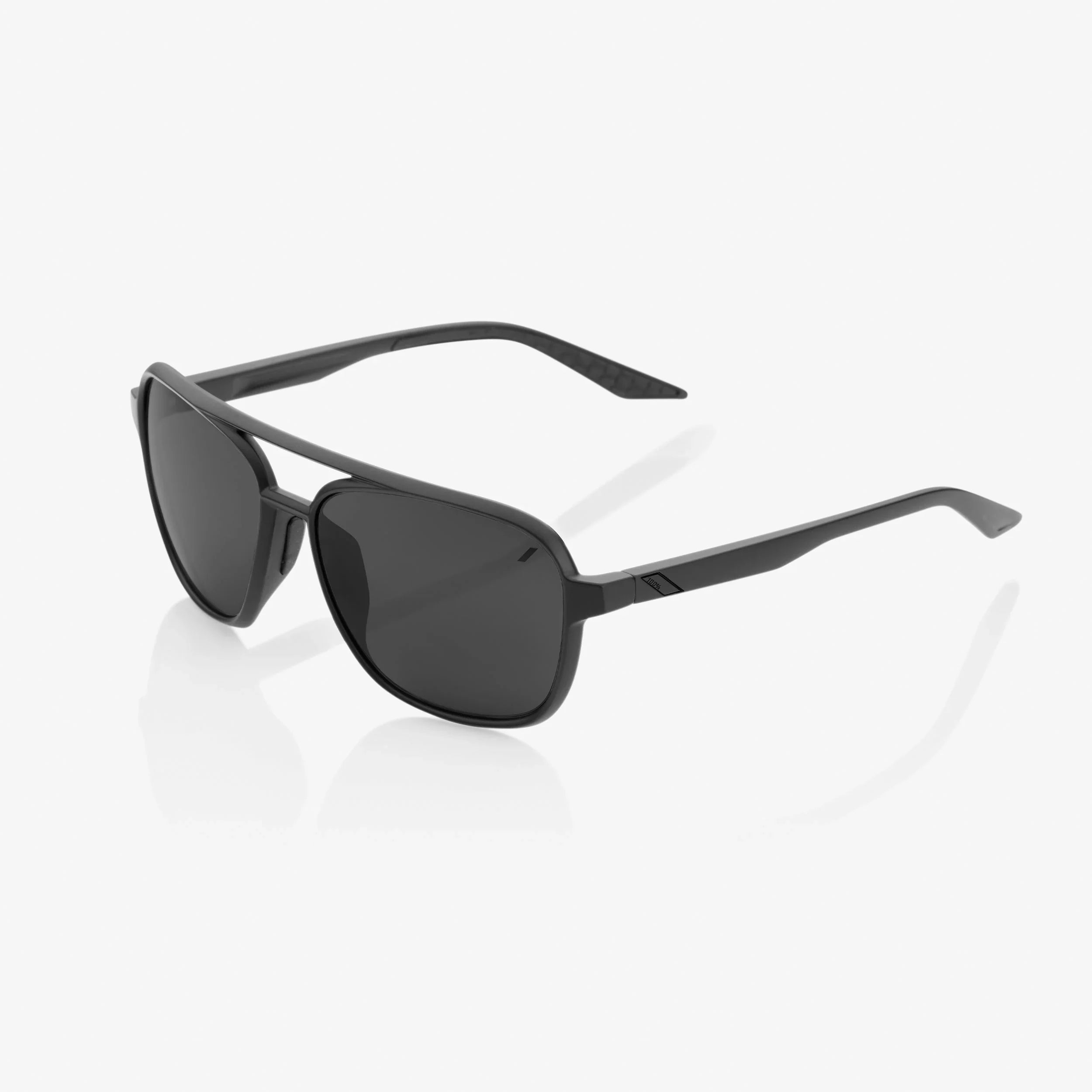 100% Kasia Sunglasses Matte Black Frame with Black Mirror Lens