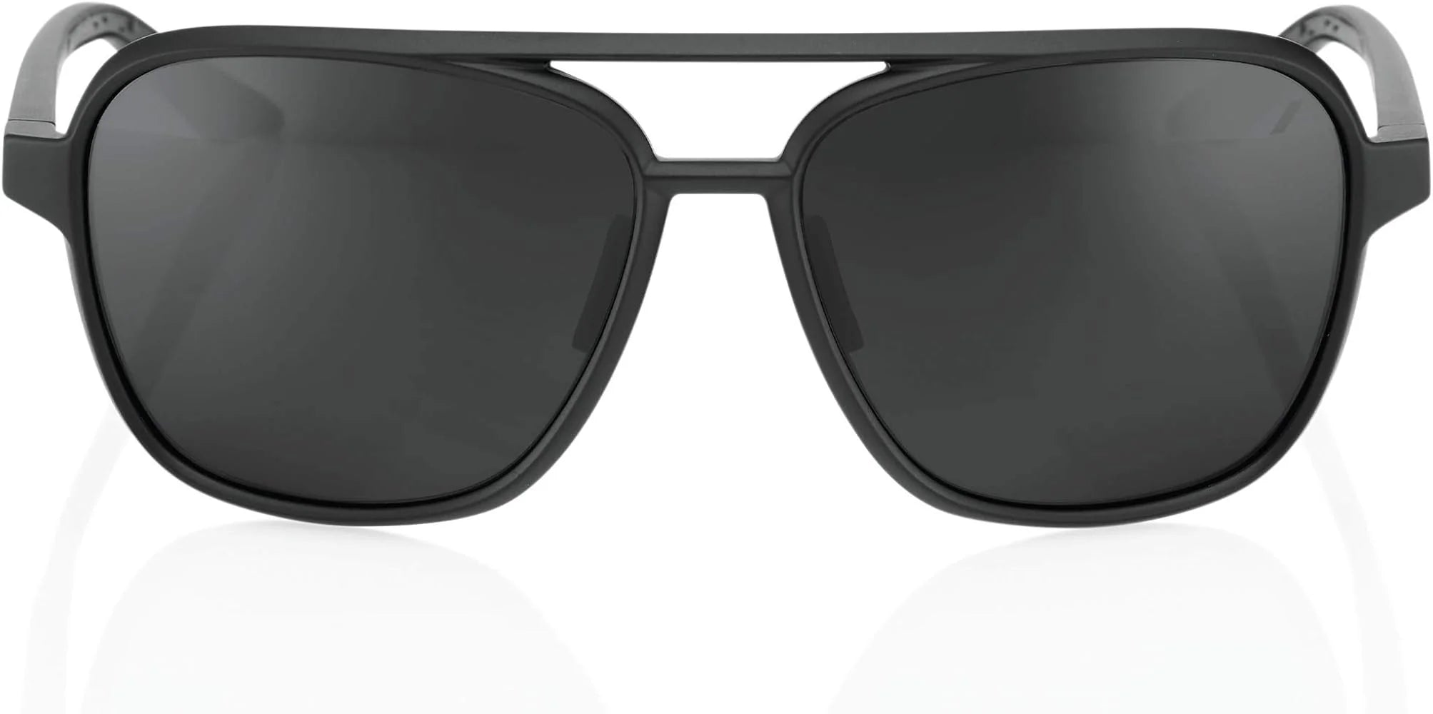 100% Kasia Sunglasses Matte Black Frame with Black Mirror Lens