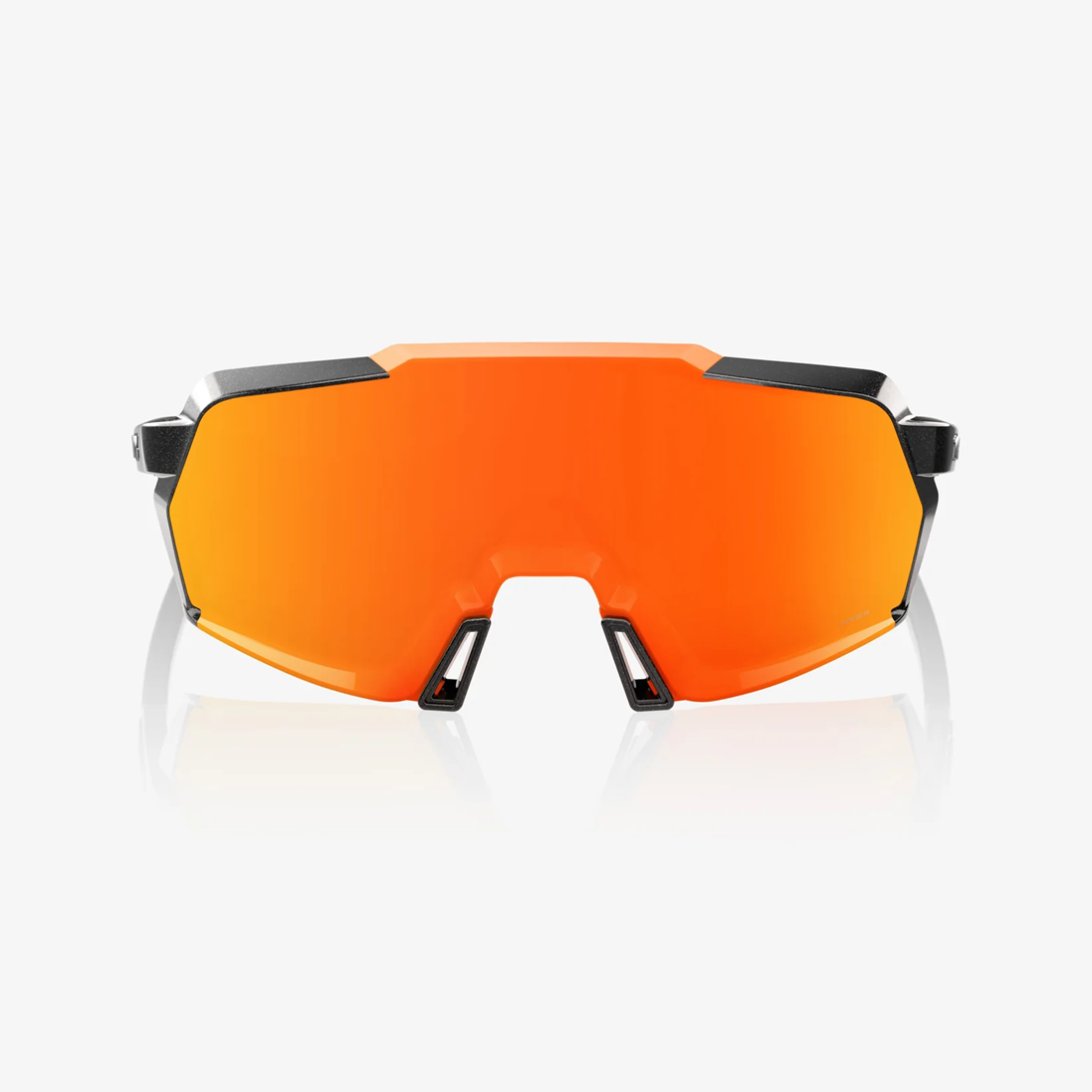 100% Korbin Sunglasses Gloss Metallic Black Frame with Orange Flash Mirror Photochromic Lens