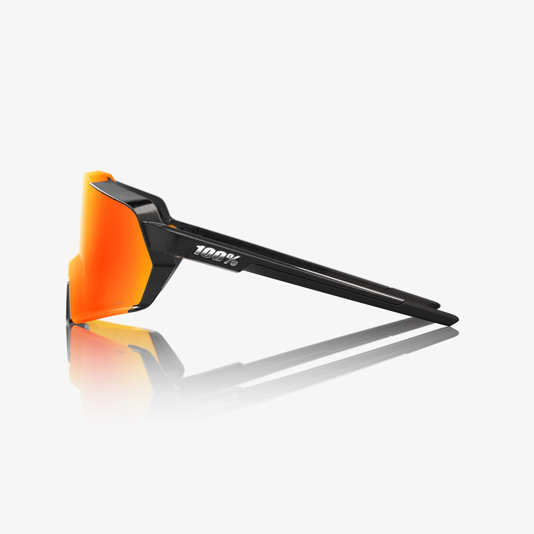 100% Korbin Sunglasses Gloss Metallic Black Frame with Orange Flash Mirror Photochromic Lens