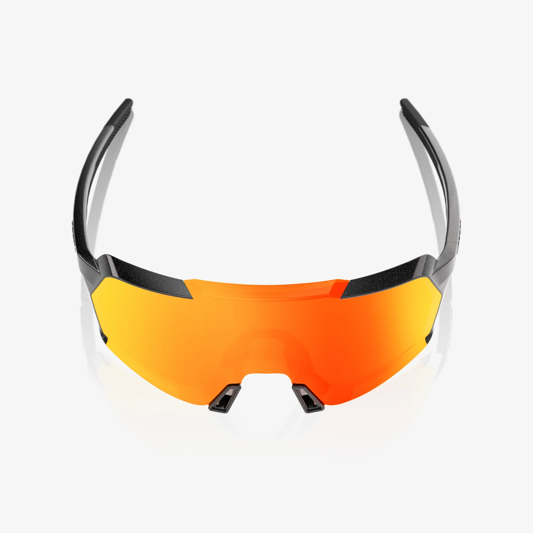 100% Korbin Sunglasses Gloss Metallic Black Frame with Orange Flash Mirror Photochromic Lens