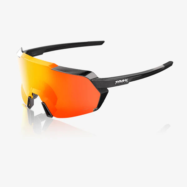 100% Korbin Sunglasses Gloss Metallic Black Frame with HiPER Red Multilayer Mirror Lens