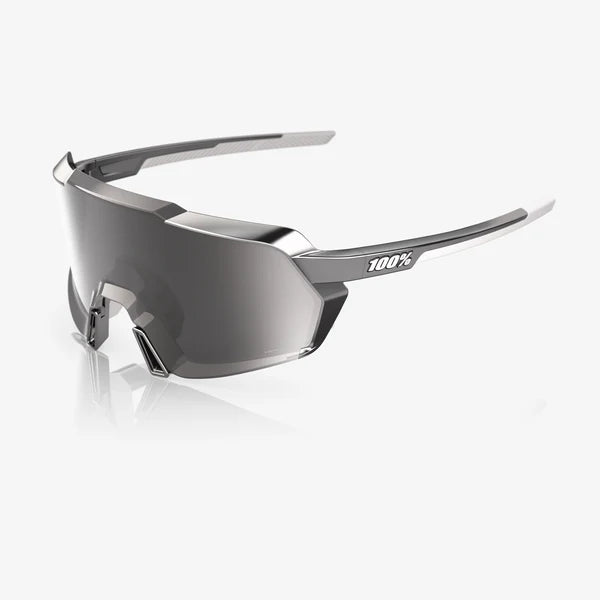 100% Korbin Sunglasses Gloss Black Chrome Frame with HiPER Silver Mirror Lens