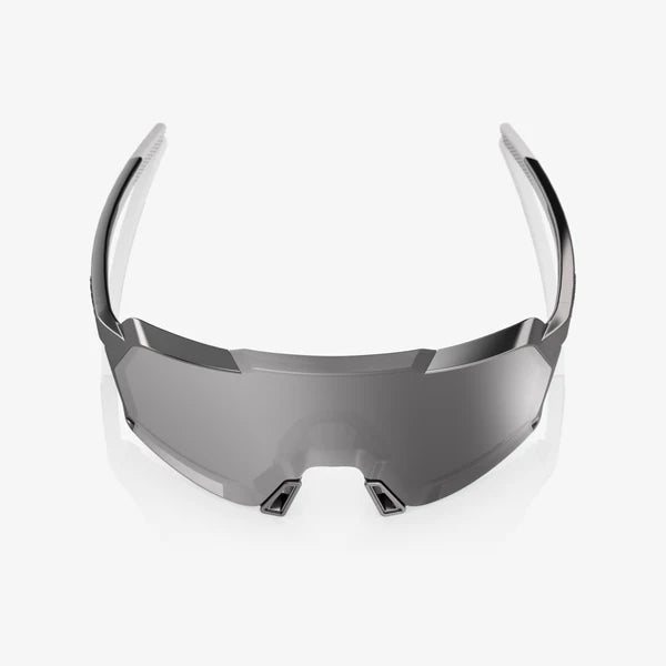 100% Korbin Sunglasses Gloss Black Chrome Frame with HiPER Silver Mirror Lens