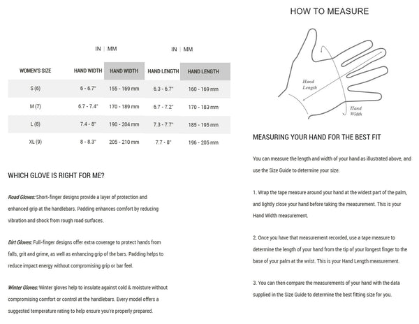 View Giro Candela 2.0 Women's Glove Size Chart