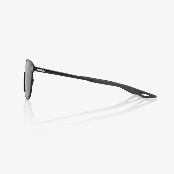 100% Legere Round Polished Black Frame with Smoke Lens