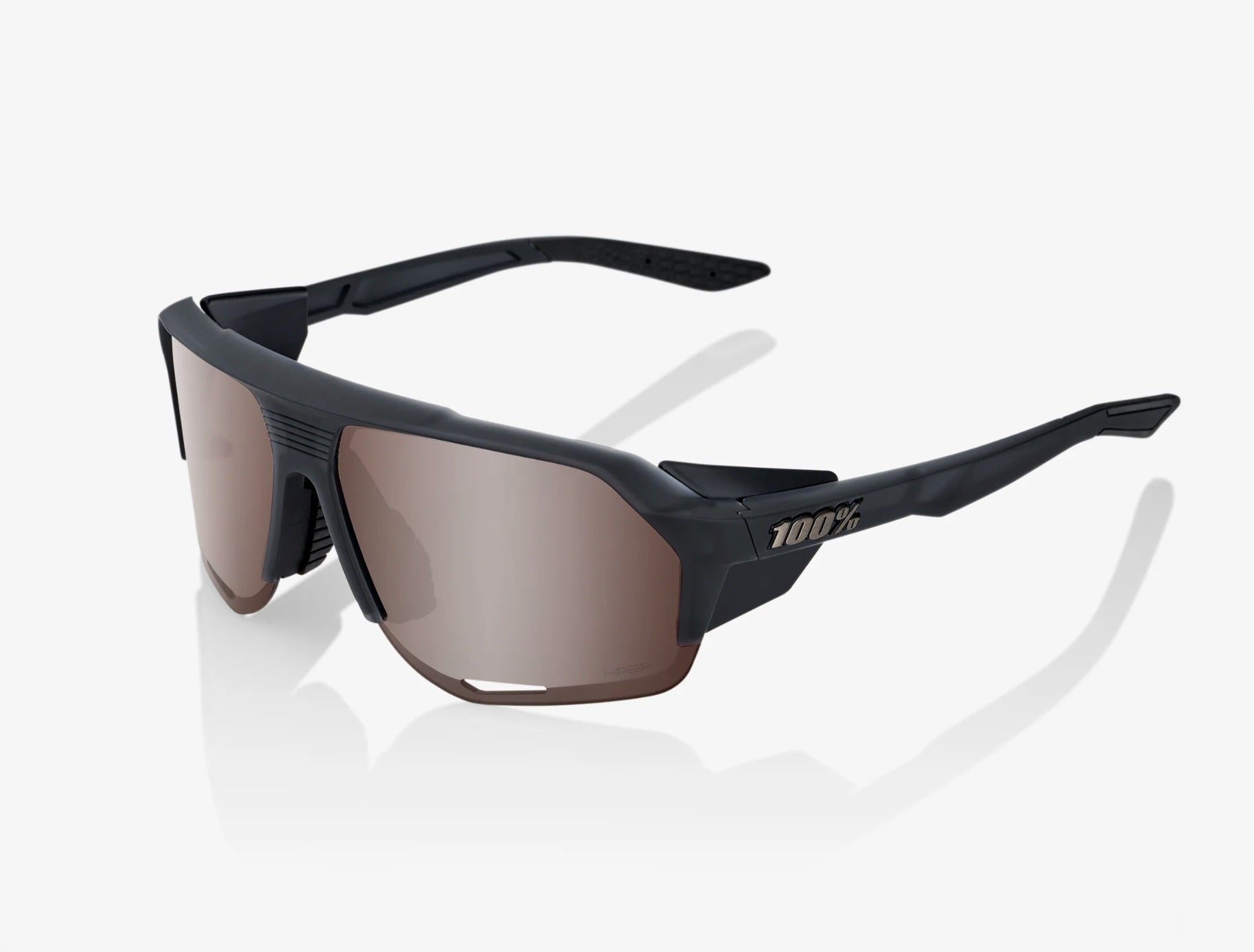 100% Norvik Sunglasses Soft Tact Crystal Black Frame with HiPER Crimson Silver Mirror Lens