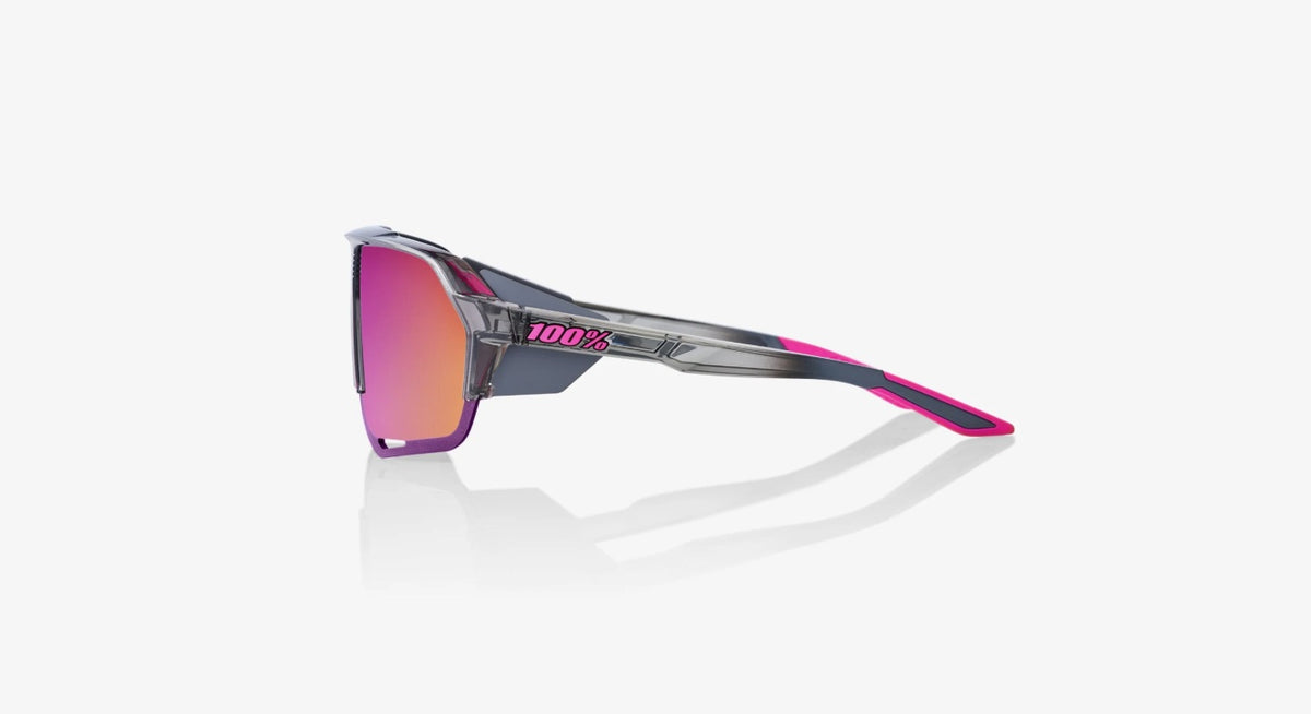 100% Norvik Tokyo Night Polished Translucent Grey Frame with Purple Multilayer Mirror Lens