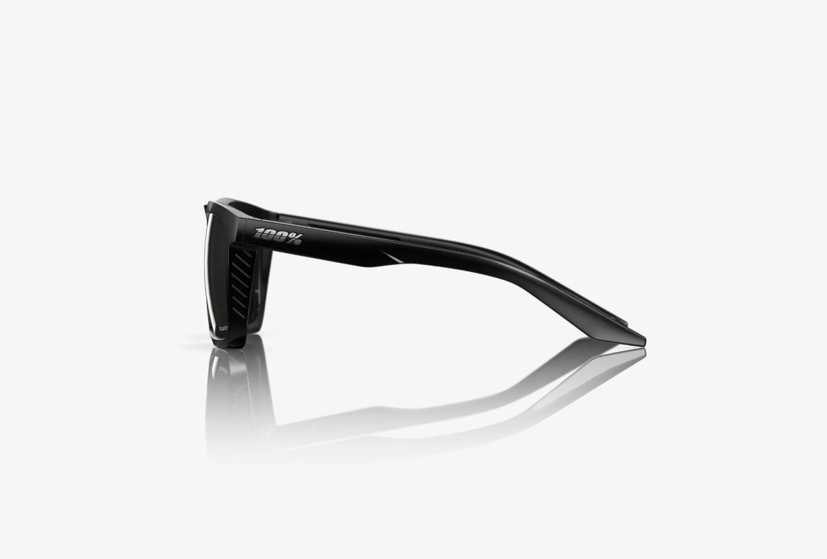 100% Renshaw Sunglasses Polished Black Frame Grey Polarized Lens