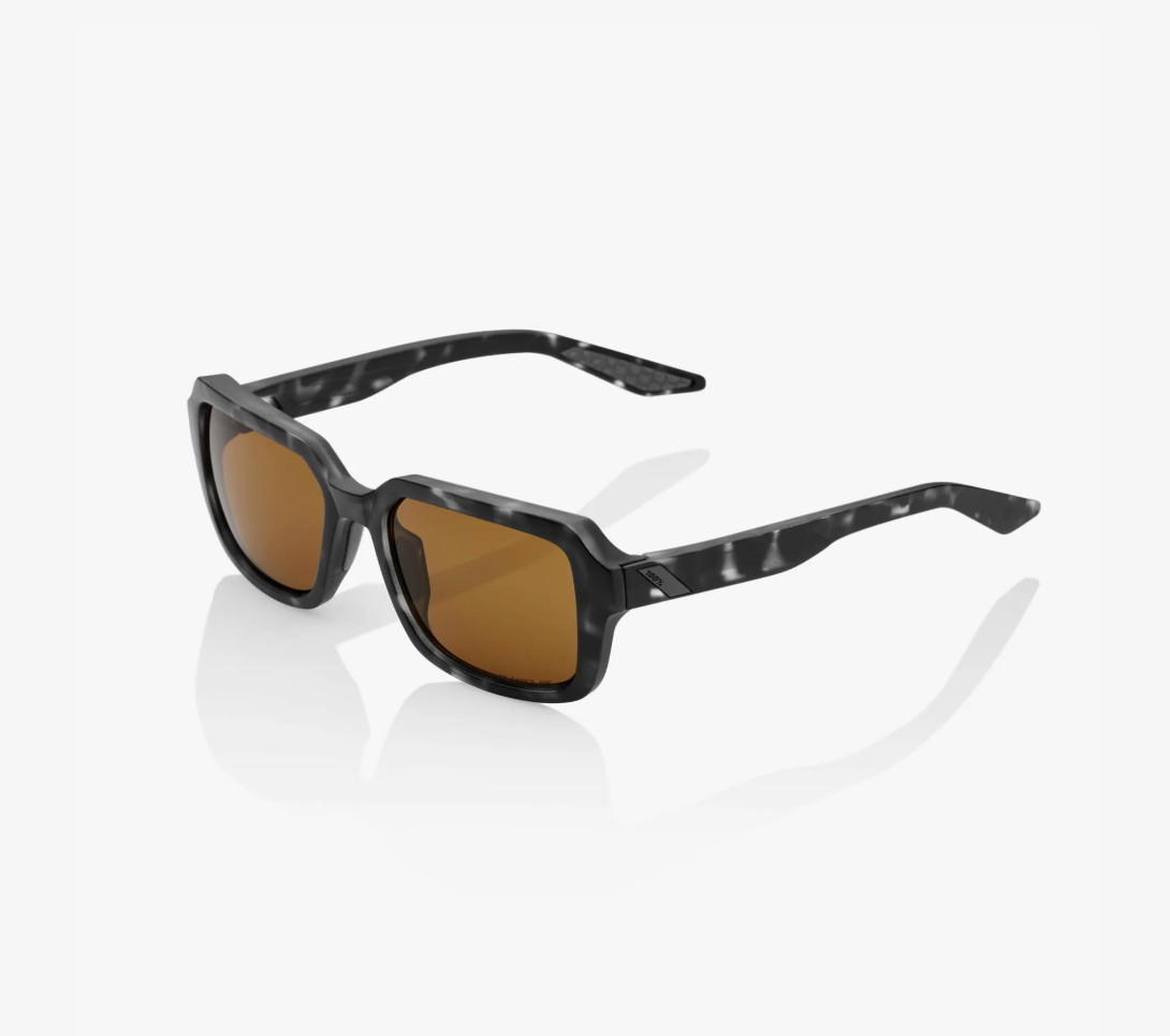 100% Rideley Sunglasses Matte Black Havana Frame with Bronze PeakPolar Lens