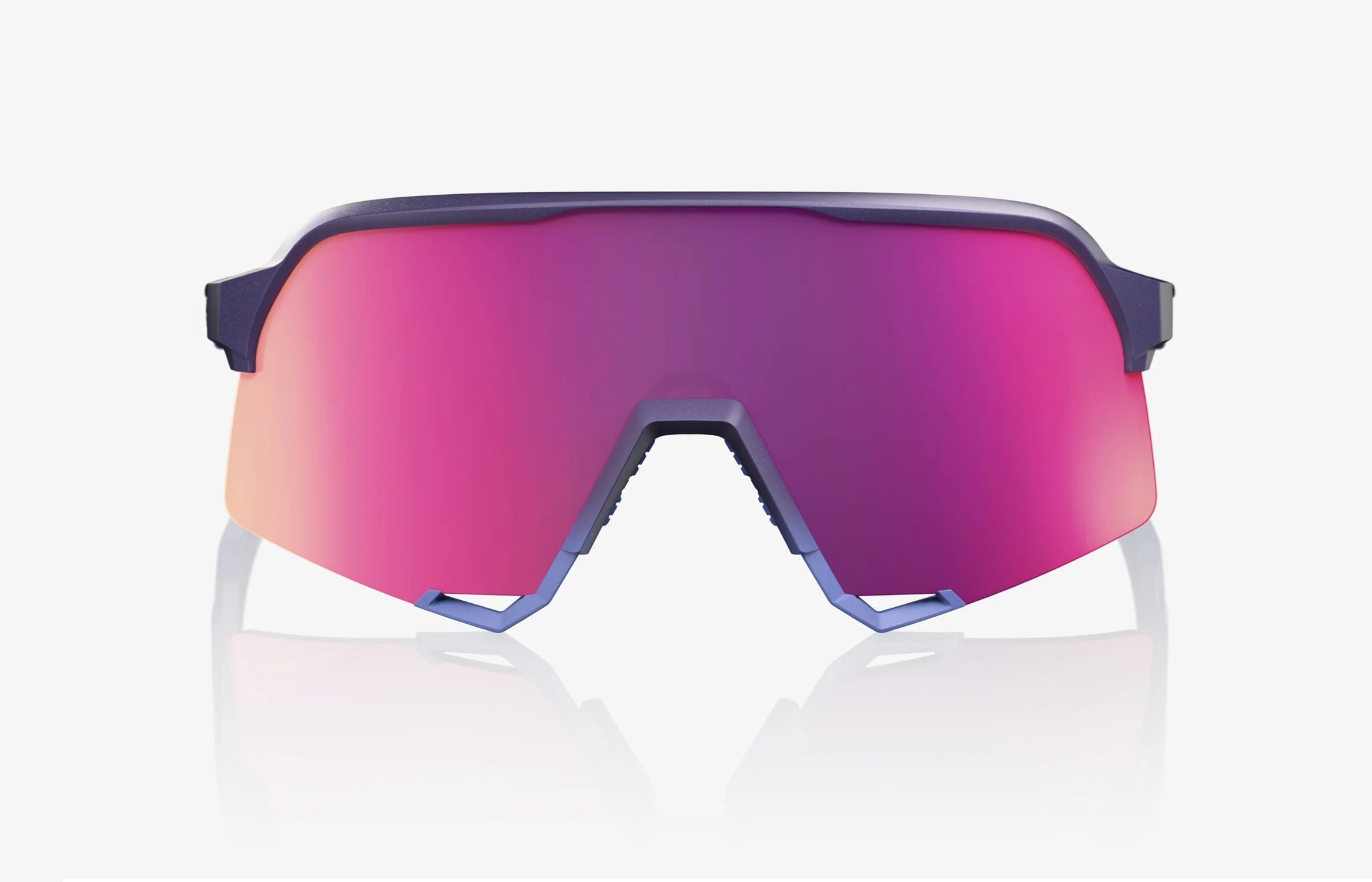 100% S3 Sunglasses Satin Storm Metallic Frame with Purple Mirror Lens