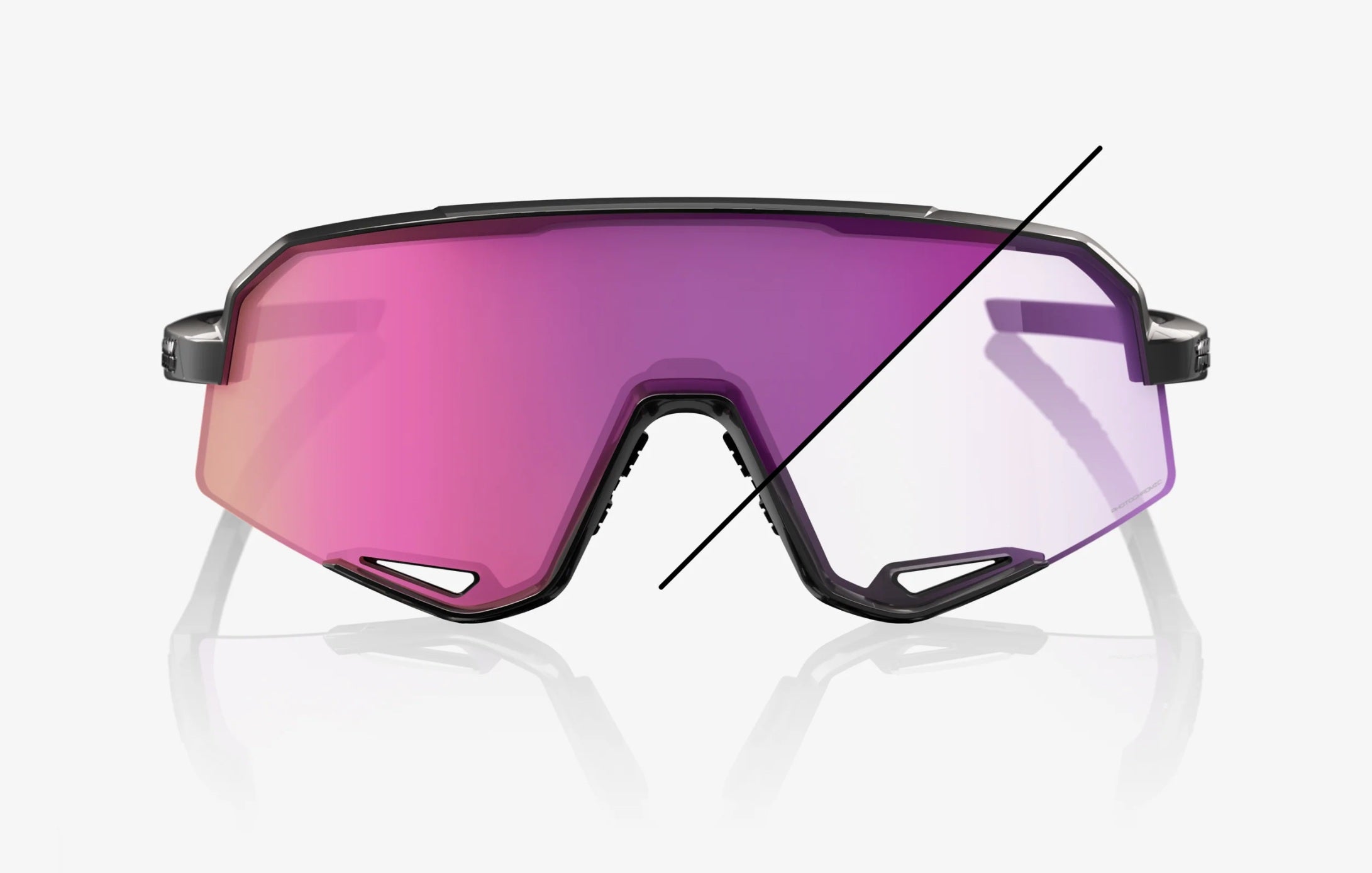 100% Slendale Gloss Black Frame with Purple Mirror Photochromic Lens