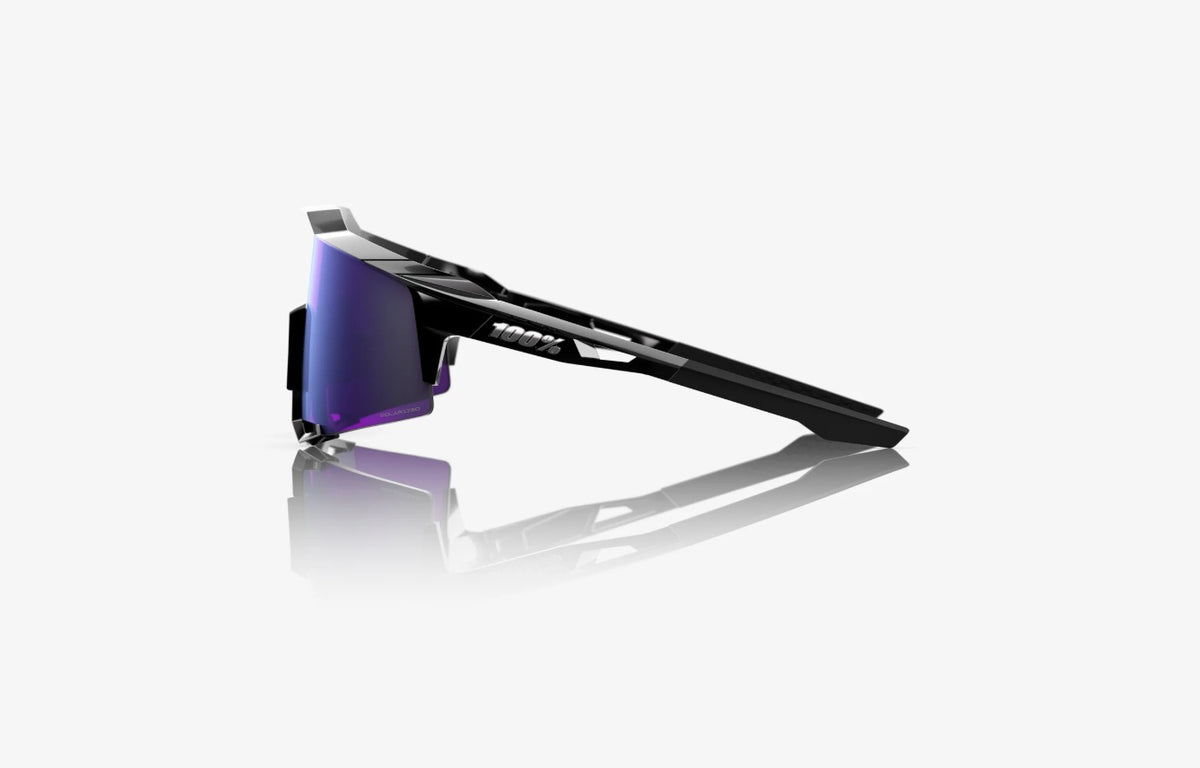 100% Speedcraft Sunglasses Polished Black Frame with HiPER Polarized Lavender Mirror Lens