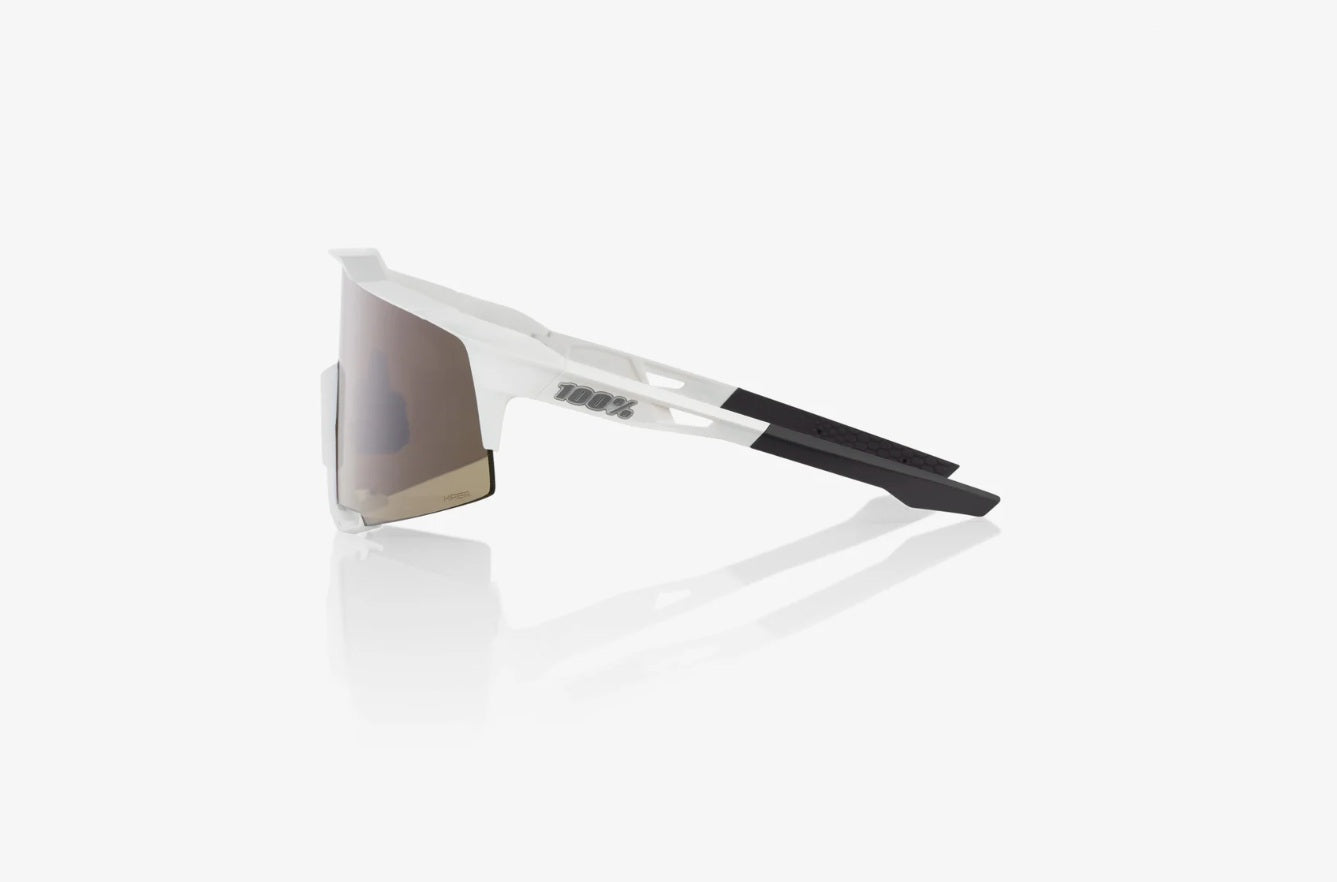 100% Speedcraft Sunglasses Matte White Frame with HiPER Silver Mirror Lens