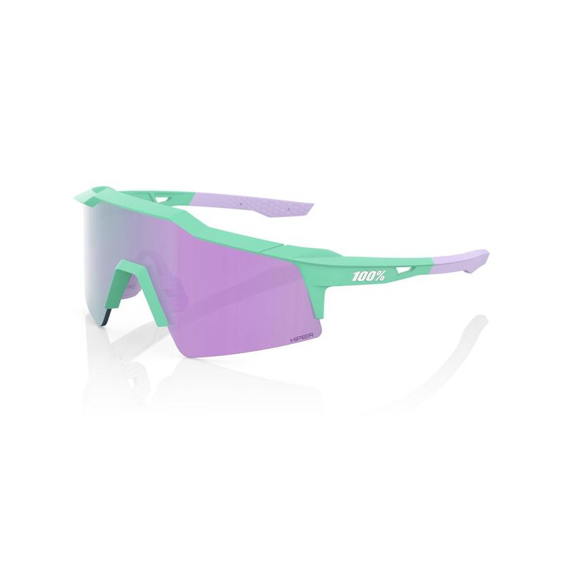 100% Speedcraft SL Sunglasses Soft Tact Mint Frame with HiPER Lavender Mirror Lens