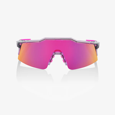 100% Speedcraft SL Sunglasses Tokyo Night Edition Polished Translucent Grey Frame with Purple Multilayer Mirror Lens