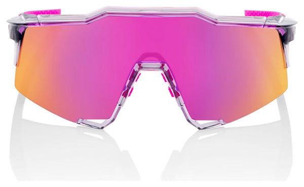 100% Speedcraft Sunglasses Tokyo Night Edition Polished Translucent Grey Frame with Purple Multilayer Mirror Lens