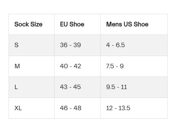 View Giro Comp Racer High Rise Sock Special Edition Sunset Size Chart