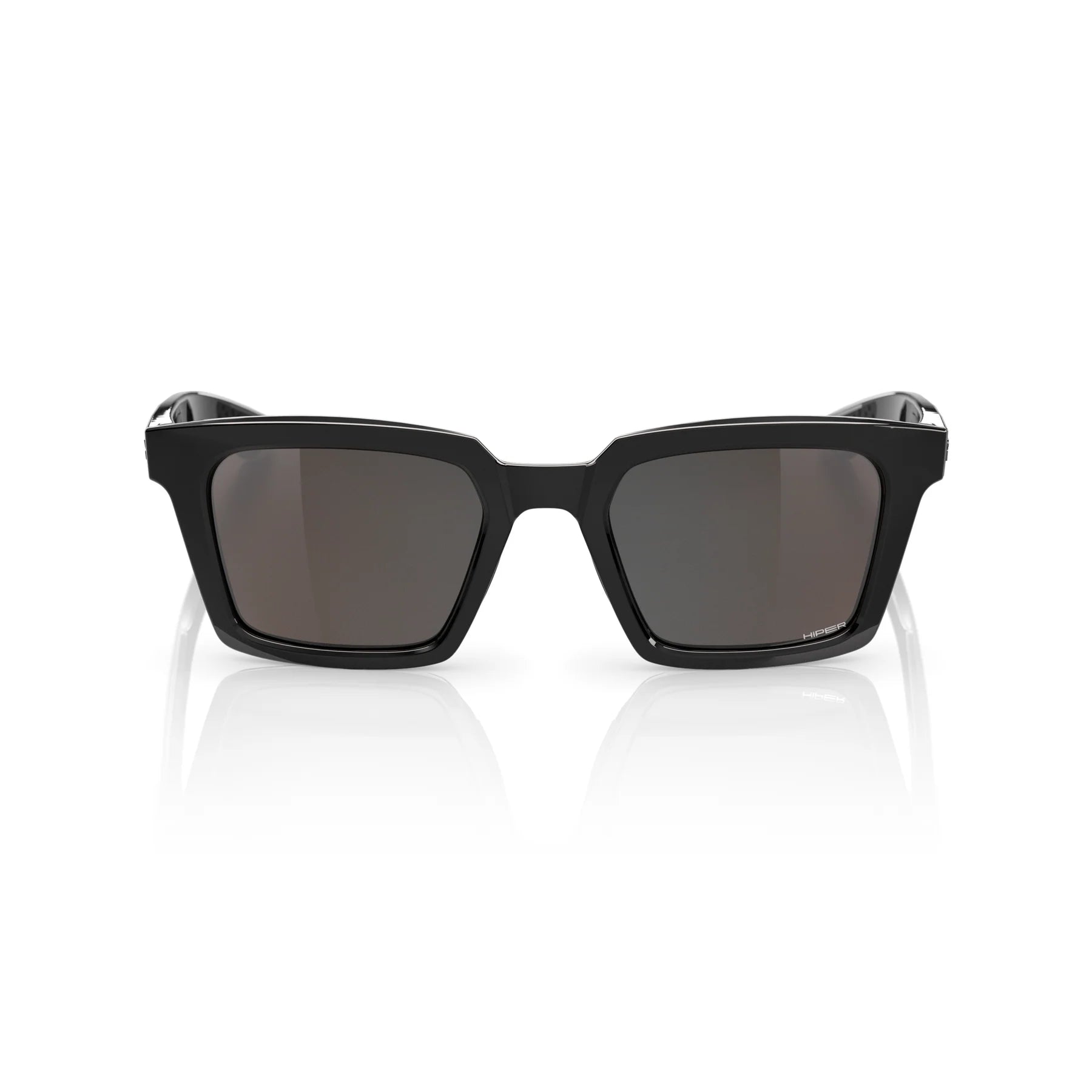 100% Erba Sunglasses Polished Black Frame with HiPER Silver Mirror Lens
