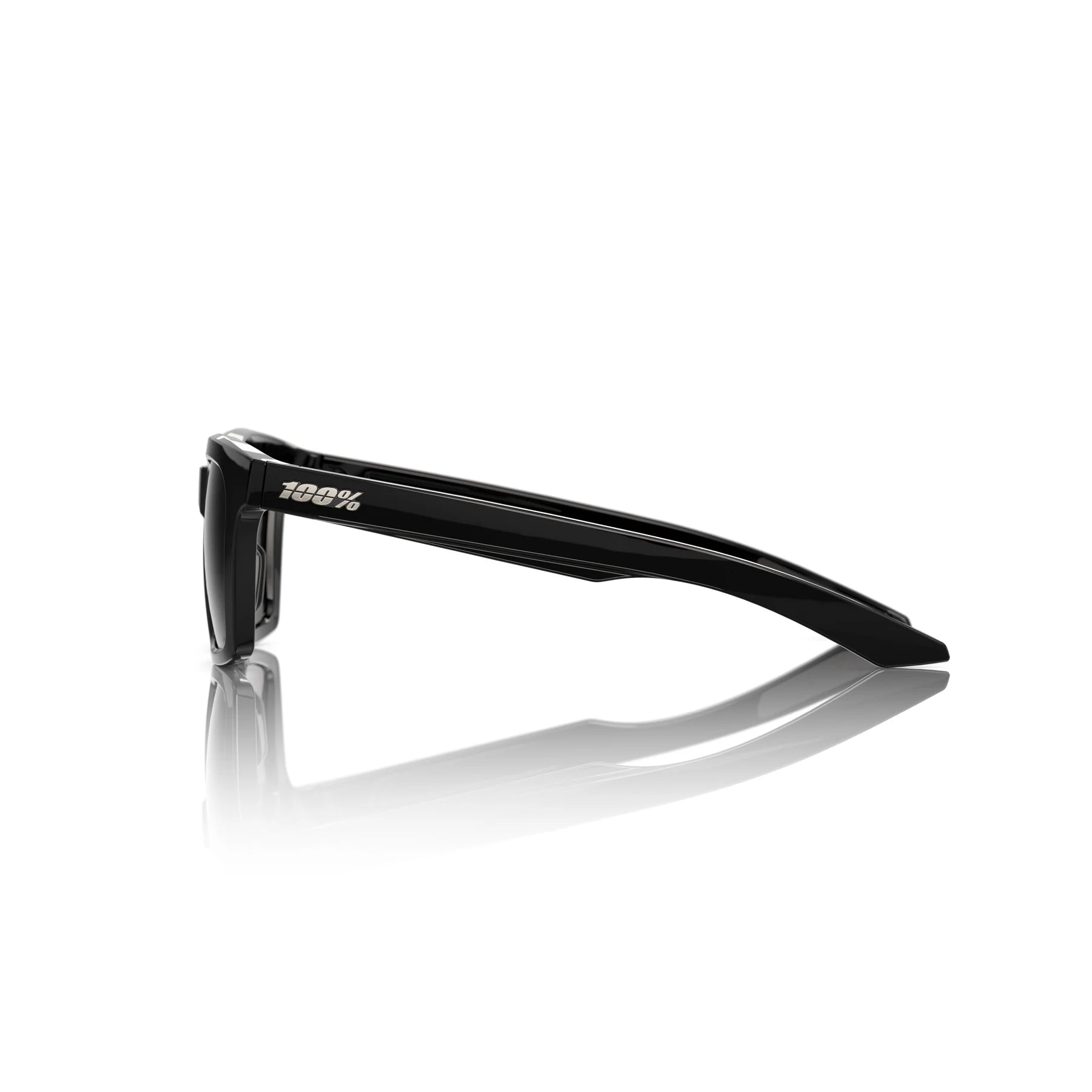 100% Erba Sunglasses Polished Black Frame with HiPER Silver Mirror Lens