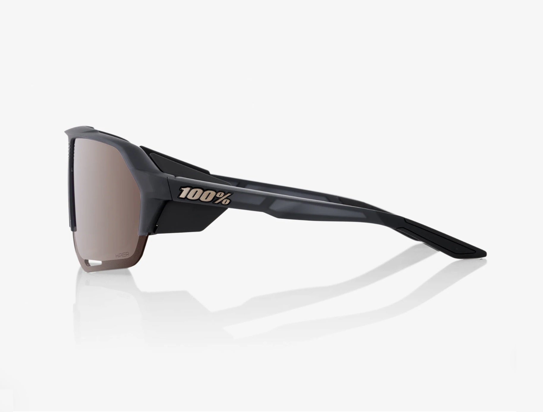 100% Norvik Sunglasses Soft Tact Crystal Black Frame with HiPER Crimson Silver Mirror Lens