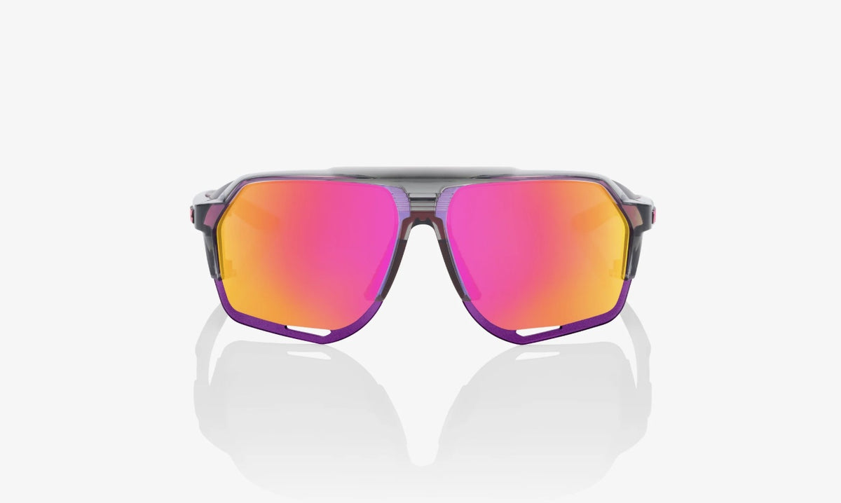 100% Norvik Tokyo Night Polished Translucent Grey Frame with Purple Multilayer Mirror Lens