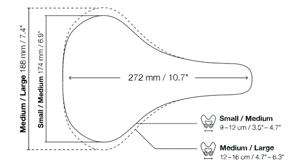 View Ergon ST Gel Men's Saddle Size Chart