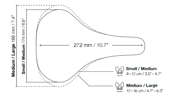 View Ergon ST Gel Women Saddle Size Chart