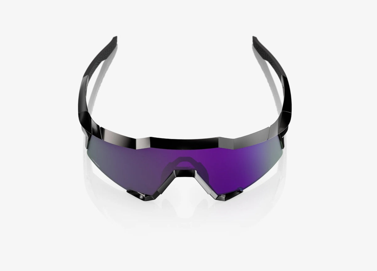 100% Speedcraft Sunglasses Polished Black Frame with HiPER Polarized Lavender Mirror Lens