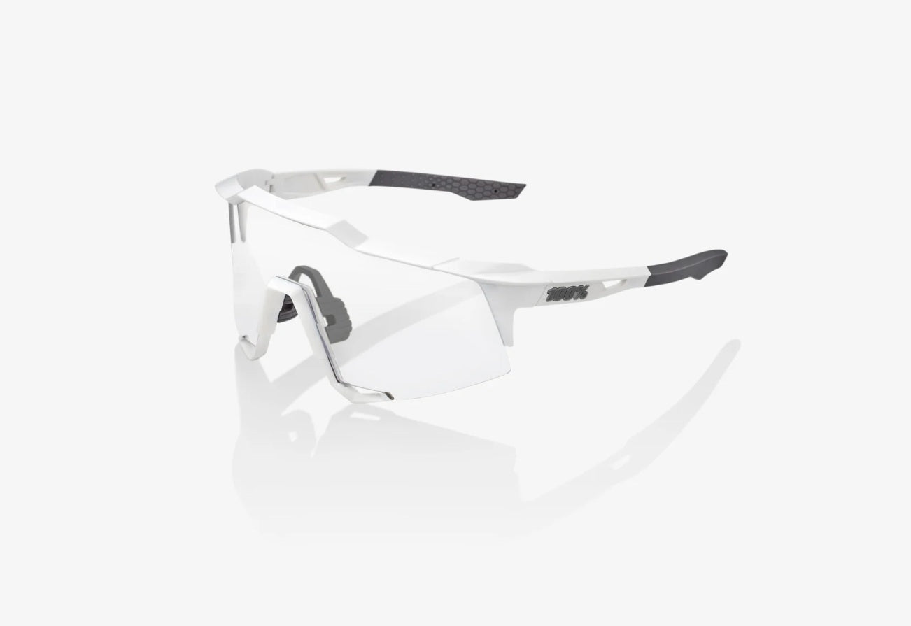 100% Speedcraft Sunglasses Matte White Frame with HiPER Silver Mirror Lens
