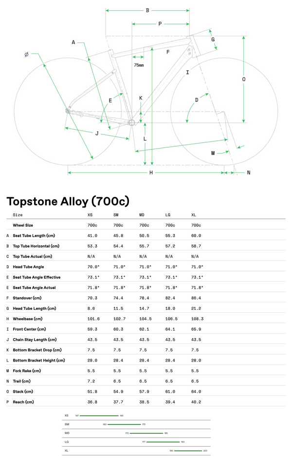 View Cannondale Topstone 1 Size Chart