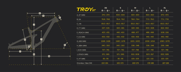 View Devinci Troy ST Eagle 90 Size Chart