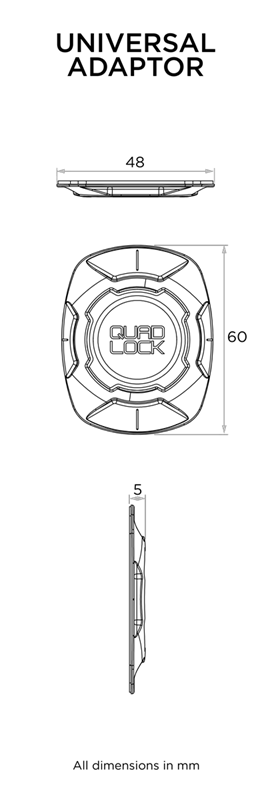 View Quad Lock Universal Phone Adaptor Size Chart