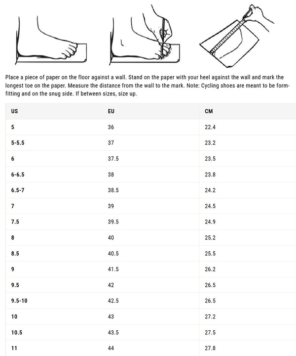 View Shimano SH-XC503W Women's Shoe Size Chart