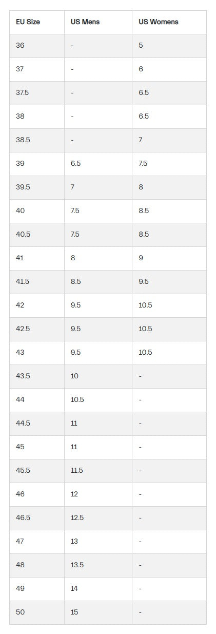 View Giro Chamber Trail Shoe Size Chart
